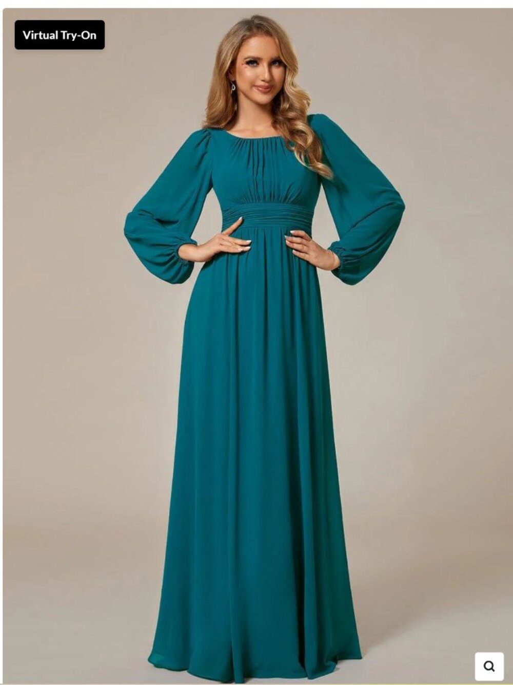 Ever Pretty Teal Long Sleeve Maxi Dress